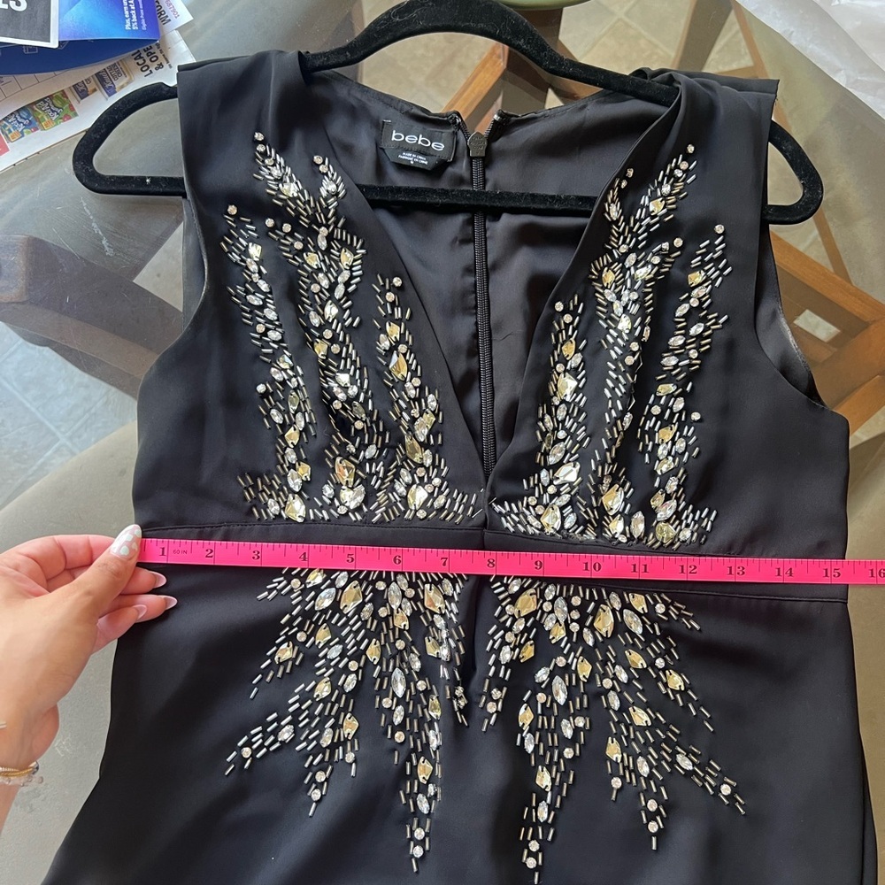VINTAGE BEBE Black Sleeveless Dress with Silver Embellishments - Picture 4 of 4